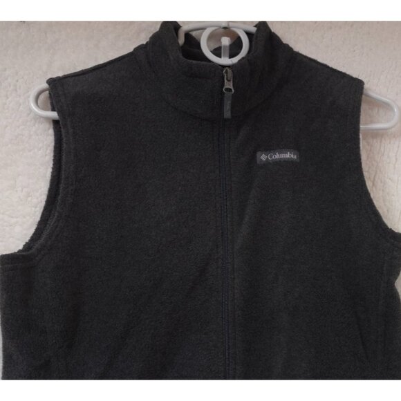 Columbia Mens Large Dark Gray Full Zip Fleece Sleeveless Outdoor Hiking Vest - Picture 2 of 10